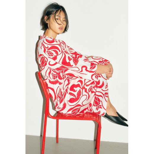 H & M - Sukienka z falbankową stójką - Czerwony ze sklepu H&M w kategorii Sukienki - zdjęcie 171174932
