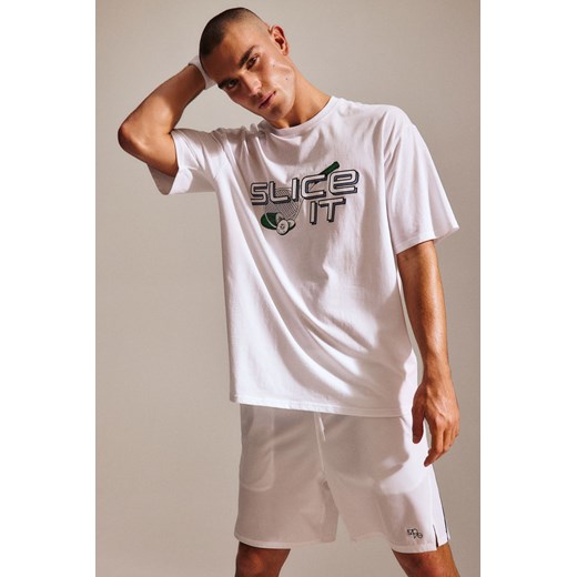H & M - T-shirt sportowy Loose Fit DryMove - Biały ze sklepu H&M w kategorii T-shirty męskie - zdjęcie 171175014