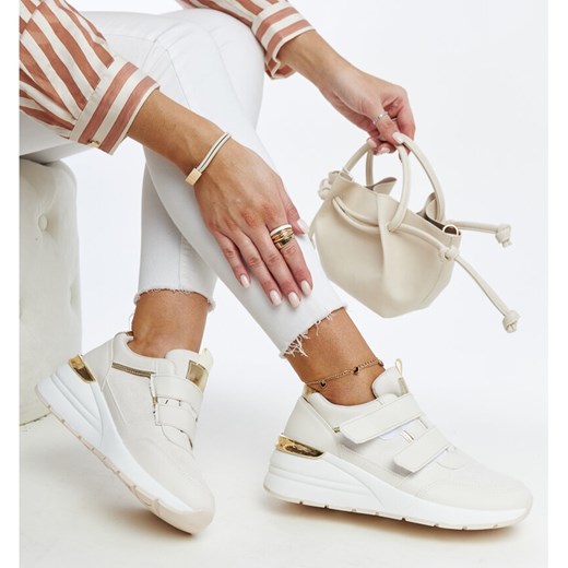 Buty sportowe damskie sneakersy białe na rzepy 