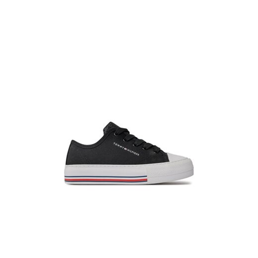 Tommy Hilfiger Trampki Low Cut Lace-Up Sneaker T3A9-33185-1687 M Czarny ze sklepu MODIVO w kategorii Trampki dziecięce - zdjęcie 171177290