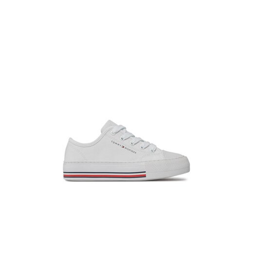 Tommy Hilfiger Trampki Low Cut Lace-Up Sneaker T3A9-33185-1687 M Biały ze sklepu MODIVO w kategorii Trampki dziecięce - zdjęcie 171177593