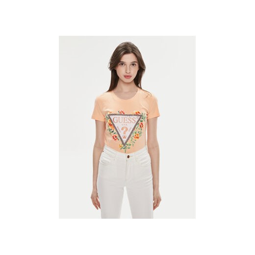Guess T-Shirt W4GI24 J1314 Koralowy Slim Fit ze sklepu MODIVO w kategorii Bluzki damskie - zdjęcie 171177794
