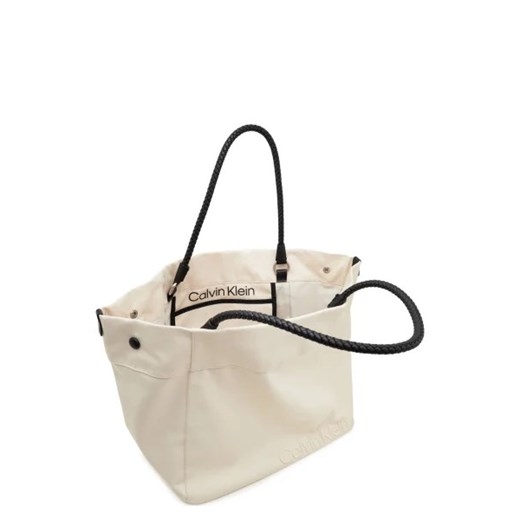 Shopper bag biała Calvin Klein mieszcząca a8 