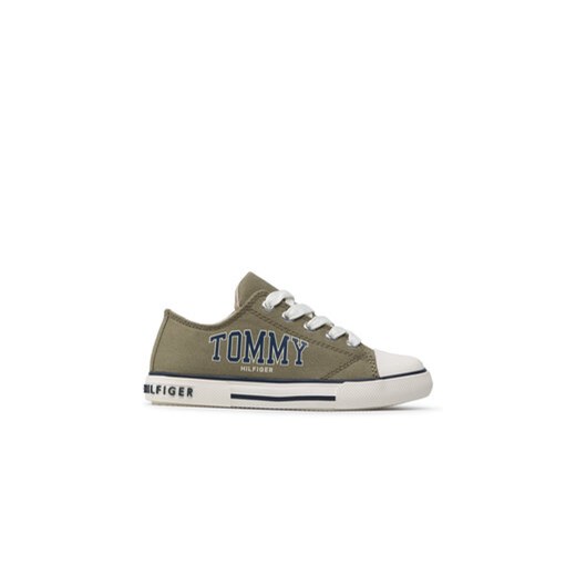 Tommy Hilfiger Trampki Low Cut Lace-Up Sneaker T3X4-32208-1352 M Zielony ze sklepu MODIVO w kategorii Trampki dziecięce - zdjęcie 171182611