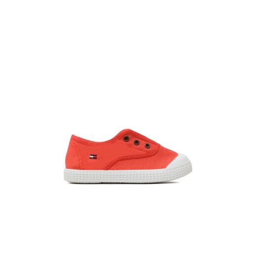 Tommy Hilfiger Trampki Low Cut Easy-On Sneaker T1X9-32824-0890 S Koralowy ze sklepu MODIVO w kategorii Trampki dziecięce - zdjęcie 171182870