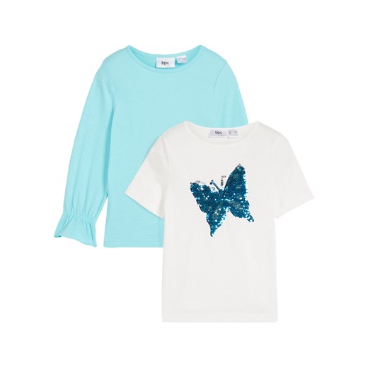 Shirt dziewczęcy (2 szt.), z bawełny organicznej ze sklepu bonprix w kategorii Bluzki dziewczęce - zdjęcie 171183693