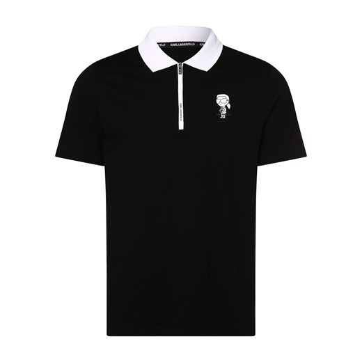 KARL LAGERFELD Męska koszulka polo Mężczyźni Bawełna czarny jednolity ze sklepu vangraaf w kategorii T-shirty męskie - zdjęcie 171184130