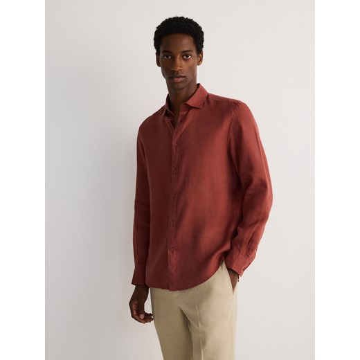 Reserved - Lniana koszula regular fit - intenstywna czerwień ze sklepu Reserved w kategorii Koszule męskie - zdjęcie 171185064