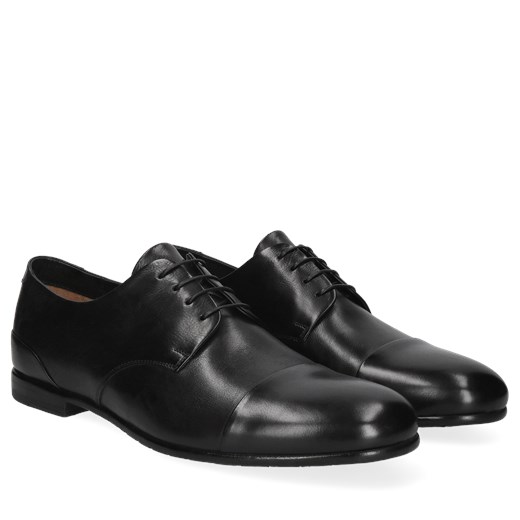 Czarne, męskie półbuty ze skóry naturalnej, Conhpol, CE6387-02 Conhpol 42 Konopka Shoes