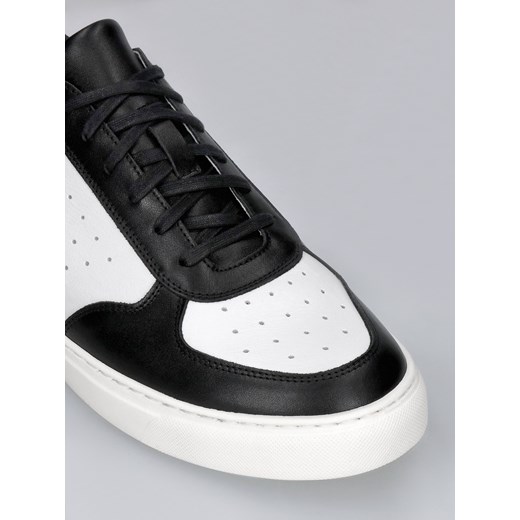 Biało-czarne sneakersy podwyższające, buty ze skóry, Conhpol Dynamic, SH2685-02 40 Konopka Shoes