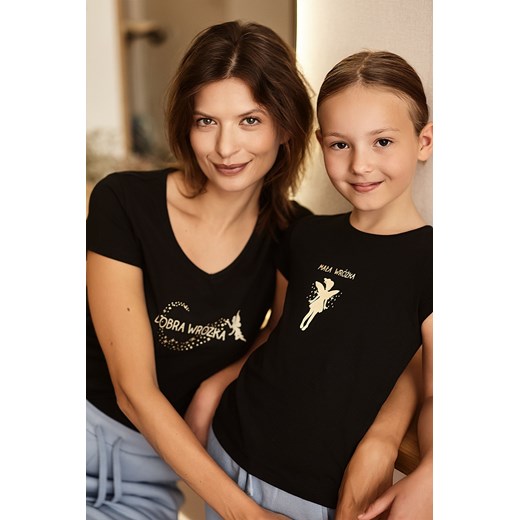 T-shirt dziewczęcy z napisem Mała Wróżka czarny Family Concept By 5.10.15. 122 5.10.15