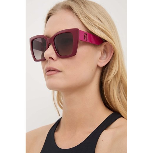 Furla okulary przeciwsłoneczne damskie kolor bordowy SFU710_5409PN ze sklepu ANSWEAR.com w kategorii Okulary przeciwsłoneczne damskie - zdjęcie 171190874
