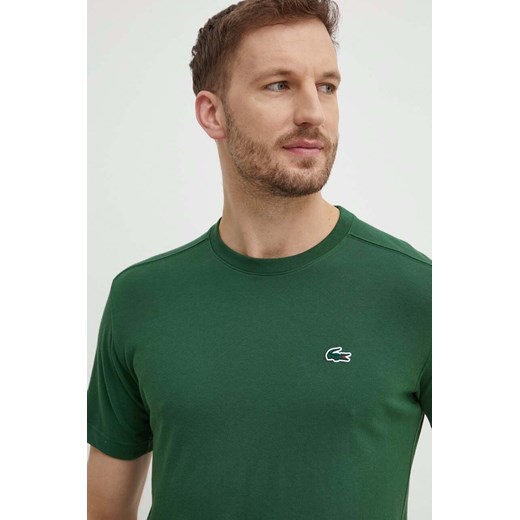 Lacoste t-shirt męski kolor zielony gładki ze sklepu ANSWEAR.com w kategorii T-shirty męskie - zdjęcie 171190913