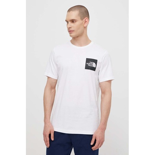 The North Face t-shirt bawełniany M S/S Fine Tee męski kolor biały z nadrukiem NF0A87NDFN41 ze sklepu ANSWEAR.com w kategorii T-shirty męskie - zdjęcie 171191164