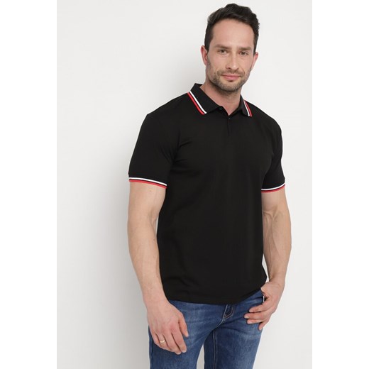 Czarna Koszulka o Fasonie Polo z Guzikami Timarie ze sklepu Born2be Odzież w kategorii T-shirty męskie - zdjęcie 171191971