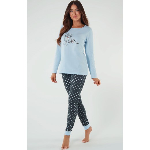 Bawełniana piżama damska niebieska 140K, Kolor niebieski-wzór, Rozmiar 2XL, Italian Fashion ze sklepu Intymna w kategorii Piżamy damskie - zdjęcie 171192922