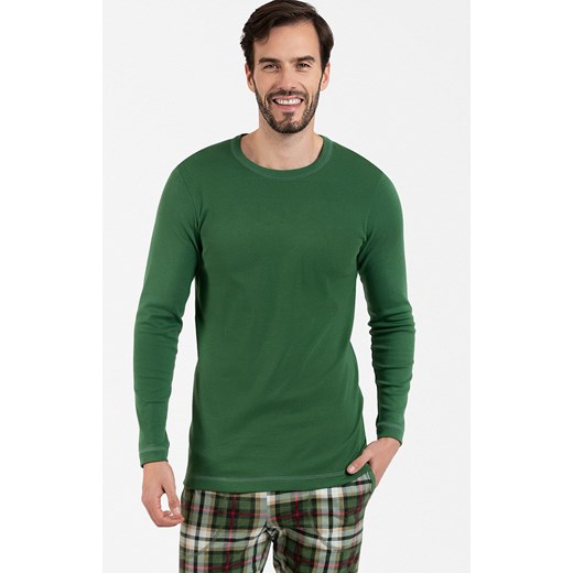 Piżama męska z długim rękawem i długą nogawką zielona Seward BIS, Kolor zielony-kratka, Rozmiar S, Italian Fashion ze sklepu Intymna w kategorii Piżamy męskie - zdjęcie 171192940
