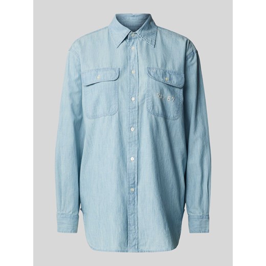 Bluzka jeansowa z nakładanymi kieszeniami z patką ze sklepu Peek&Cloppenburg  w kategorii Koszule damskie - zdjęcie 171193113