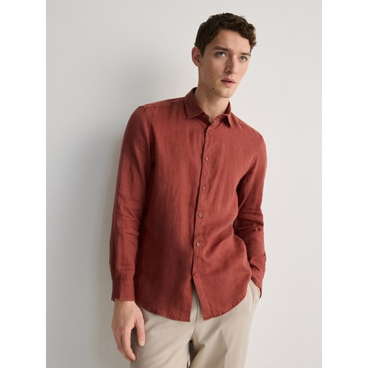 Reserved - Lniana koszula regular fit - intenstywna czerwień ze sklepu Reserved w kategorii Koszule męskie - zdjęcie 171196371