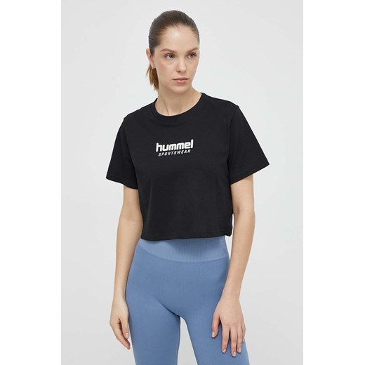 Hummel t-shirt bawełniany damski kolor czarny ze sklepu ANSWEAR.com w kategorii Bluzki damskie - zdjęcie 171197364