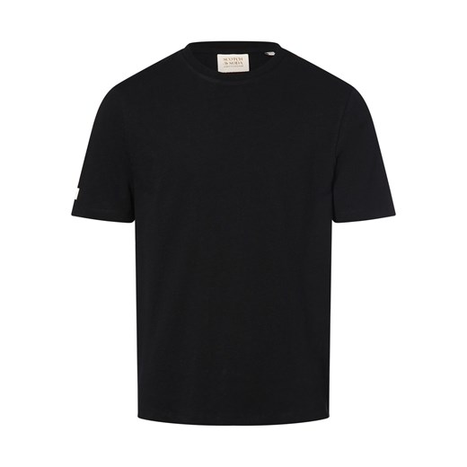 Scotch & Soda T-shirt z zawartością lnu Mężczyźni Bawełna czarny jednolity XXL vangraaf