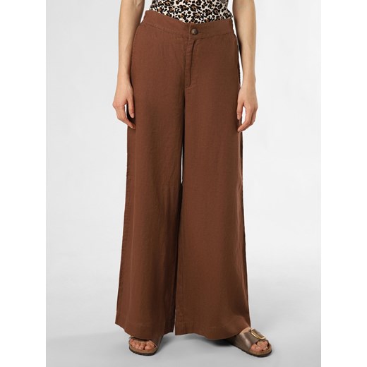 Fynch-Hatton Lniane spodnie Kobiety len brązowy jednolity ze sklepu vangraaf w kategorii Spodnie damskie - zdjęcie 171197671