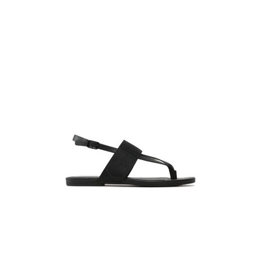 Calvin Klein Jeans Sandały Flat Sandal Toepost Webbing YW0YW00956 Czarny 36 okazyjna cena MODIVO