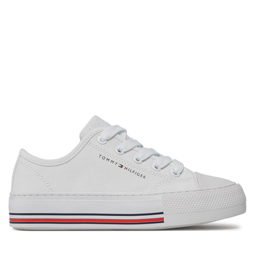 Trampki Tommy Hilfiger Low Cut Lace-Up Sneaker T3A9-33185-1687 M White 100 Tommy Hilfiger 32 okazja eobuwie.pl