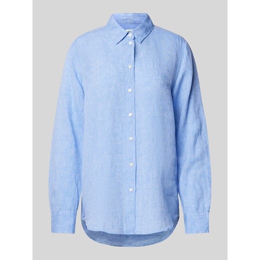 Bluzka lniana w jednolitym kolorze ze sklepu Peek&Cloppenburg  w kategorii Koszule damskie - zdjęcie 171206044