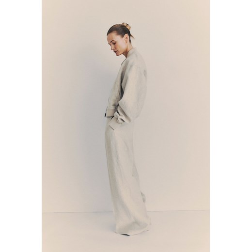 H & M - Eleganckie spodnie lniane - Beżowy H & M 42 H&M