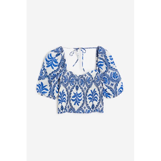 H & M - Elastycznie marszczony top - Niebieski ze sklepu H&M w kategorii Bluzki damskie - zdjęcie 171206870