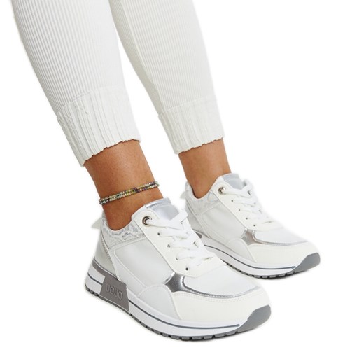 Białe sneakersy na platformie Kerttu ze sklepu ButyModne.pl w kategorii Buty sportowe damskie - zdjęcie 171207361