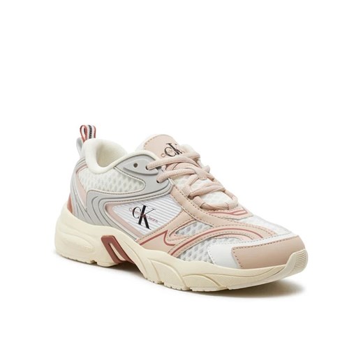Beżowe buty sportowe damskie Calvin Klein sneakersy płaskie