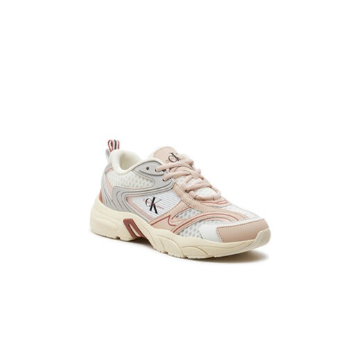Buty sportowe damskie beżowe Calvin Klein sneakersy sznurowane