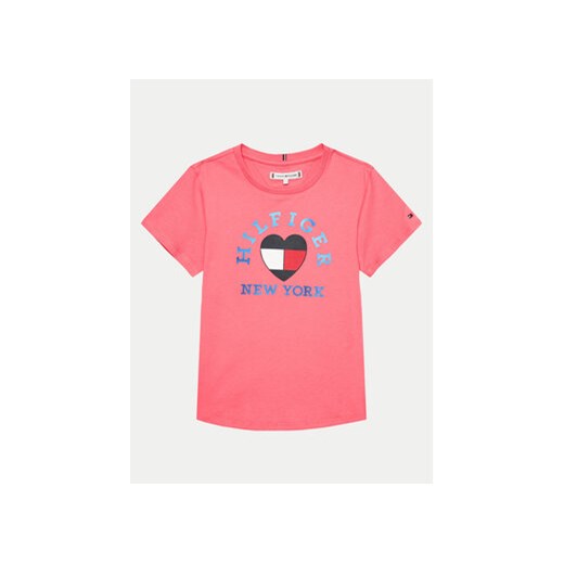 Tommy Hilfiger T-Shirt Vinyl KG0KG07814 D Różowy Regular Fit ze sklepu MODIVO w kategorii Bluzki dziewczęce - zdjęcie 171212531