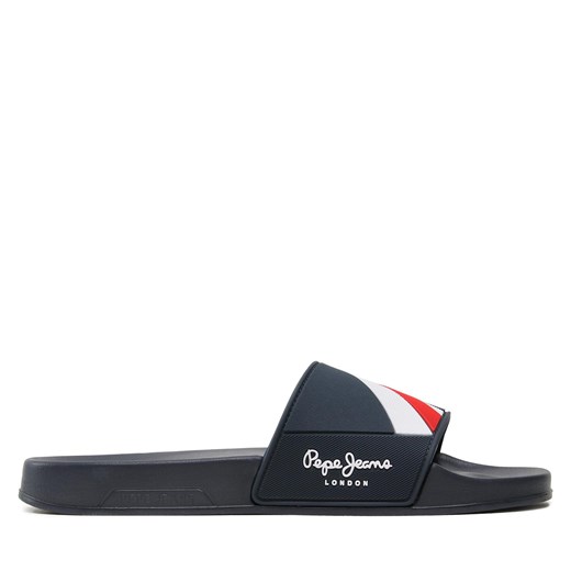 Klapki Pepe Jeans Slider Texture PMS70125 Navy 595 Pepe Jeans 41 promocja eobuwie.pl