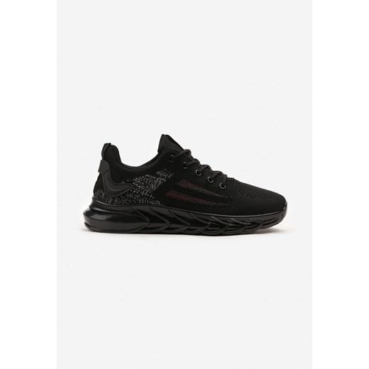 Czarne Płaskie Sznurowane Buty Sportowe z Wzorzystą Podeszwą Denamarie ze sklepu born2be.pl w kategorii Buty sportowe męskie - zdjęcie 171217392