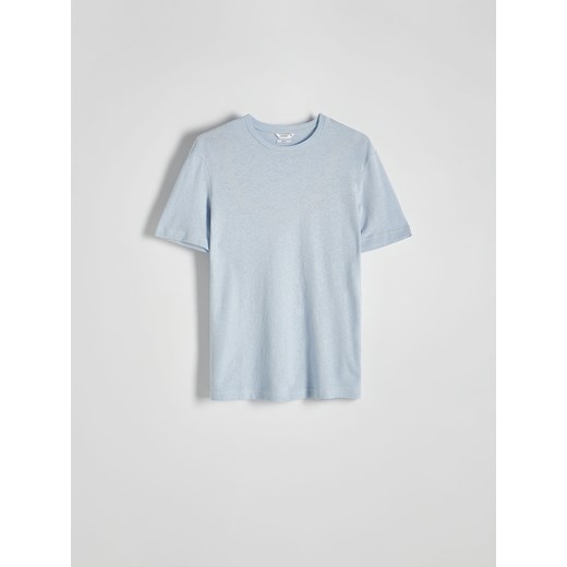 Reserved - T-shirt regular fit z lnem - jasnoniebieski ze sklepu Reserved w kategorii T-shirty męskie - zdjęcie 171219300
