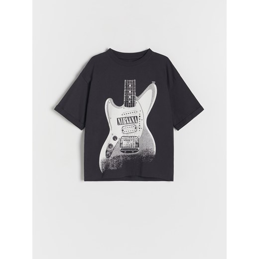 Reserved - T-shirt oversize Nirvana - ciemnoszary ze sklepu Reserved w kategorii T-shirty chłopięce - zdjęcie 171219531