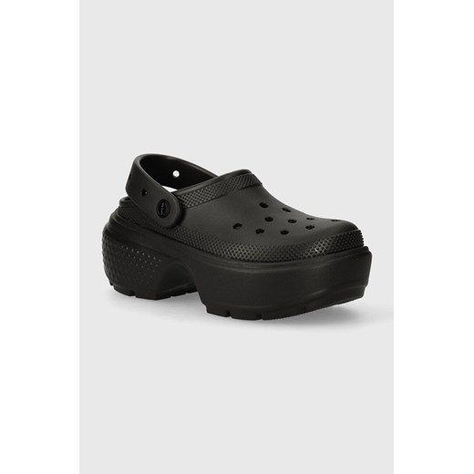 Crocs klapki Stomp Slide damskie kolor czarny na platformie 209347.001 ze sklepu PRM w kategorii Klapki damskie - zdjęcie 171220584