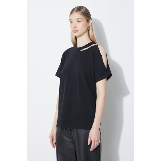 MM6 Maison Margiela t-shirt bawełniany damski kolor czarny S52GC0305 ze sklepu PRM w kategorii Bluzki damskie - zdjęcie 171220834