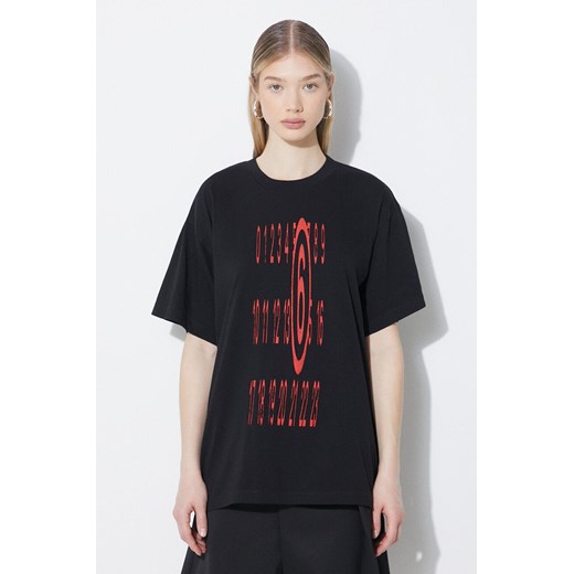 MM6 Maison Margiela t-shirt bawełniany damski kolor czarny S62GD0184 ze sklepu PRM w kategorii Bluzki damskie - zdjęcie 171220840
