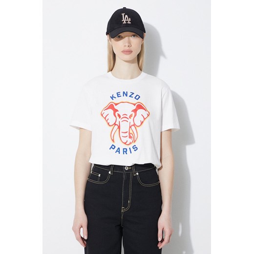 Kenzo t-shirt bawełniany Elephant Loose T-Shirt damski kolor biały FE52TS1144SO.02 ze sklepu PRM w kategorii Bluzki damskie - zdjęcie 171220842