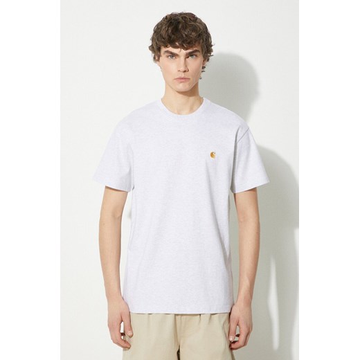 Carhartt WIP t-shirt bawełniany S/S Chase T-Shirt męski kolor szary melanżowy I026391.00JXX ze sklepu PRM w kategorii T-shirty męskie - zdjęcie 171220854