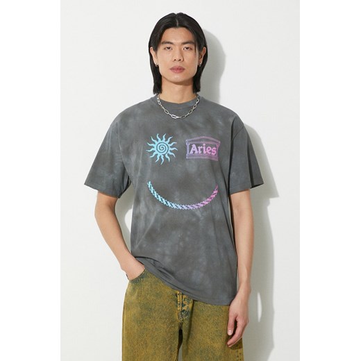Aries t-shirt bawełniany Grunge Happy Dude SS Tee męski kolor szary z nadrukiem SUAR60014X ze sklepu PRM w kategorii T-shirty męskie - zdjęcie 171220900