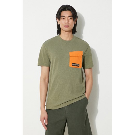 Napapijri t-shirt bawełniany S-Tepees męski kolor zielony z aplikacją NP0A4HQJGAE1 ze sklepu PRM w kategorii T-shirty męskie - zdjęcie 171220930