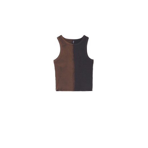 Cropp - Czarno-brązowy top - brązowy ze sklepu Cropp w kategorii Bluzki damskie - zdjęcie 171221653