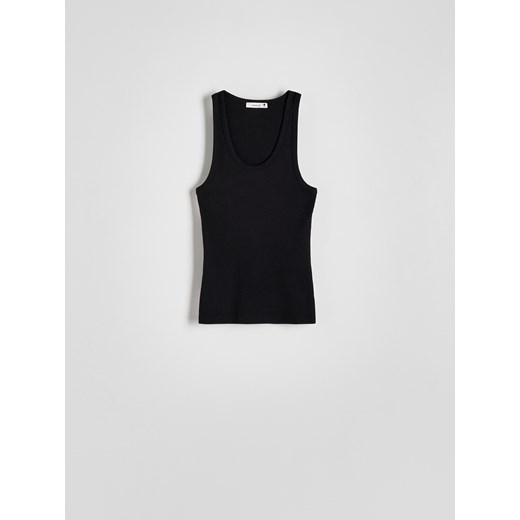 Reserved - Bawełniany top - czarny ze sklepu Reserved w kategorii Bluzki damskie - zdjęcie 171221890