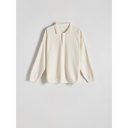 Reserved - Sweter polo - złamana biel ze sklepu Reserved w kategorii Swetry męskie - zdjęcie 171222061