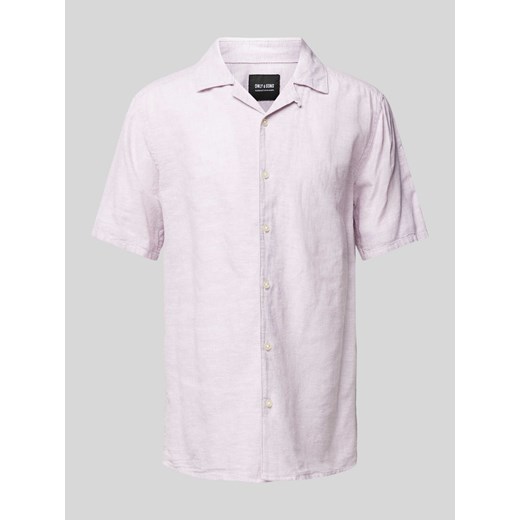 Koszula lniana o kroju slim fit z rękawem o dł. 1/2 model ‘CAIDEN’ ze sklepu Peek&Cloppenburg  w kategorii Koszule męskie - zdjęcie 171224293